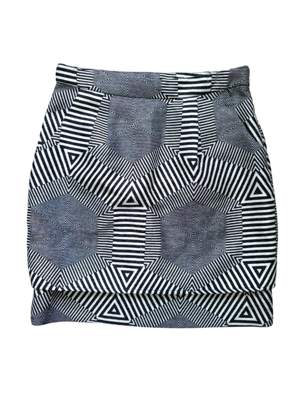HD In Paris x Anthropologie Black & White Geometric Patterned Mini Skirt Sz XS